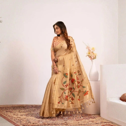 Mayura Paithani Muga Cotton Saree