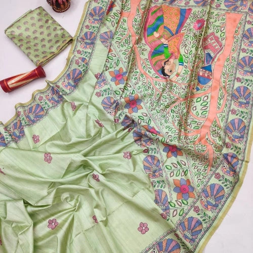 Madhubani Grace Tussar Silk Saree