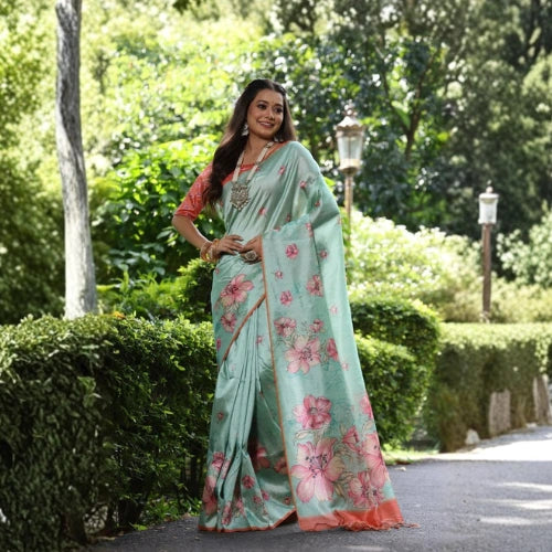 Gulbahar Floral Tussar Silk Saree