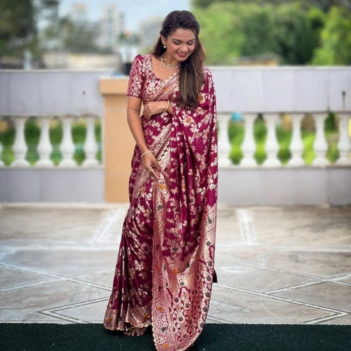 Flower Valley Meenakari Dolla Silk Saree