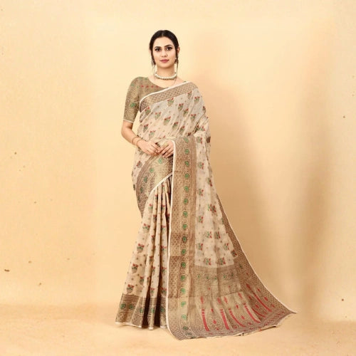 Meenakari Grace Muga Cotton Saree
