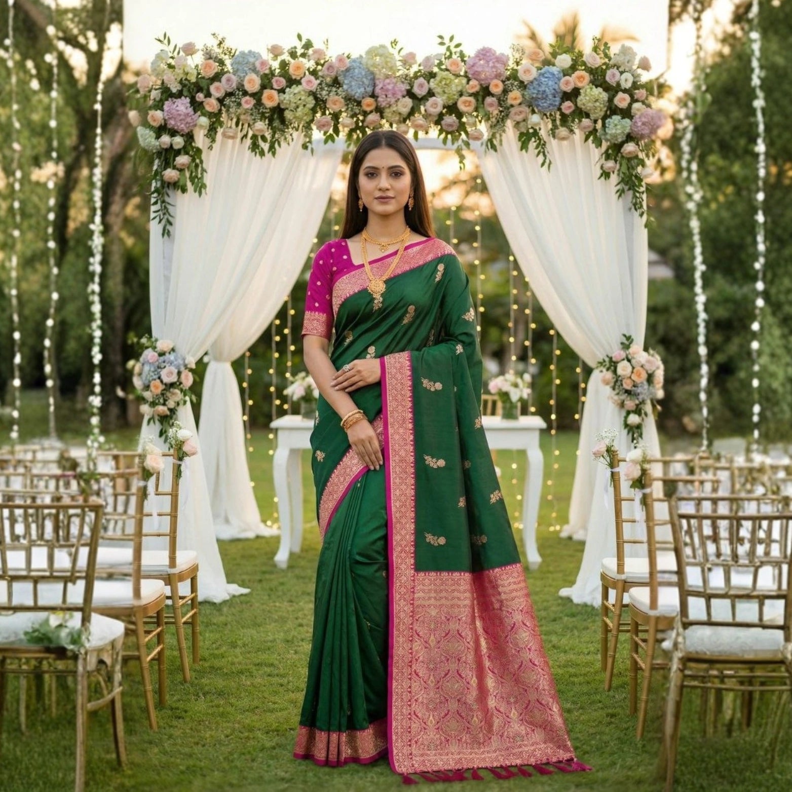 Dolly Soft Banarasi Silk Saree with Rich Contrast Pallu
