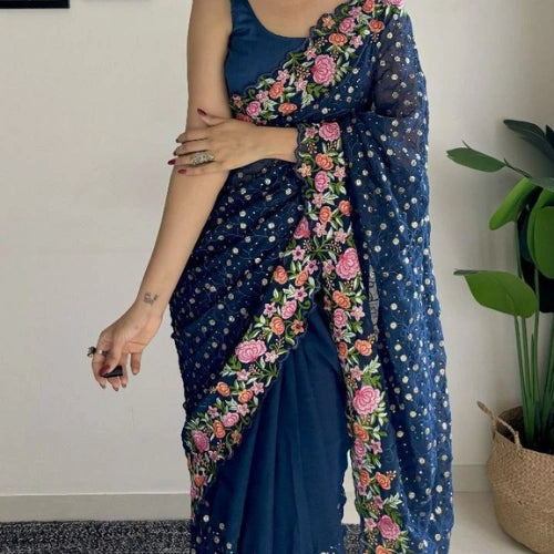 Gulnaar Bloom Georgette Saree