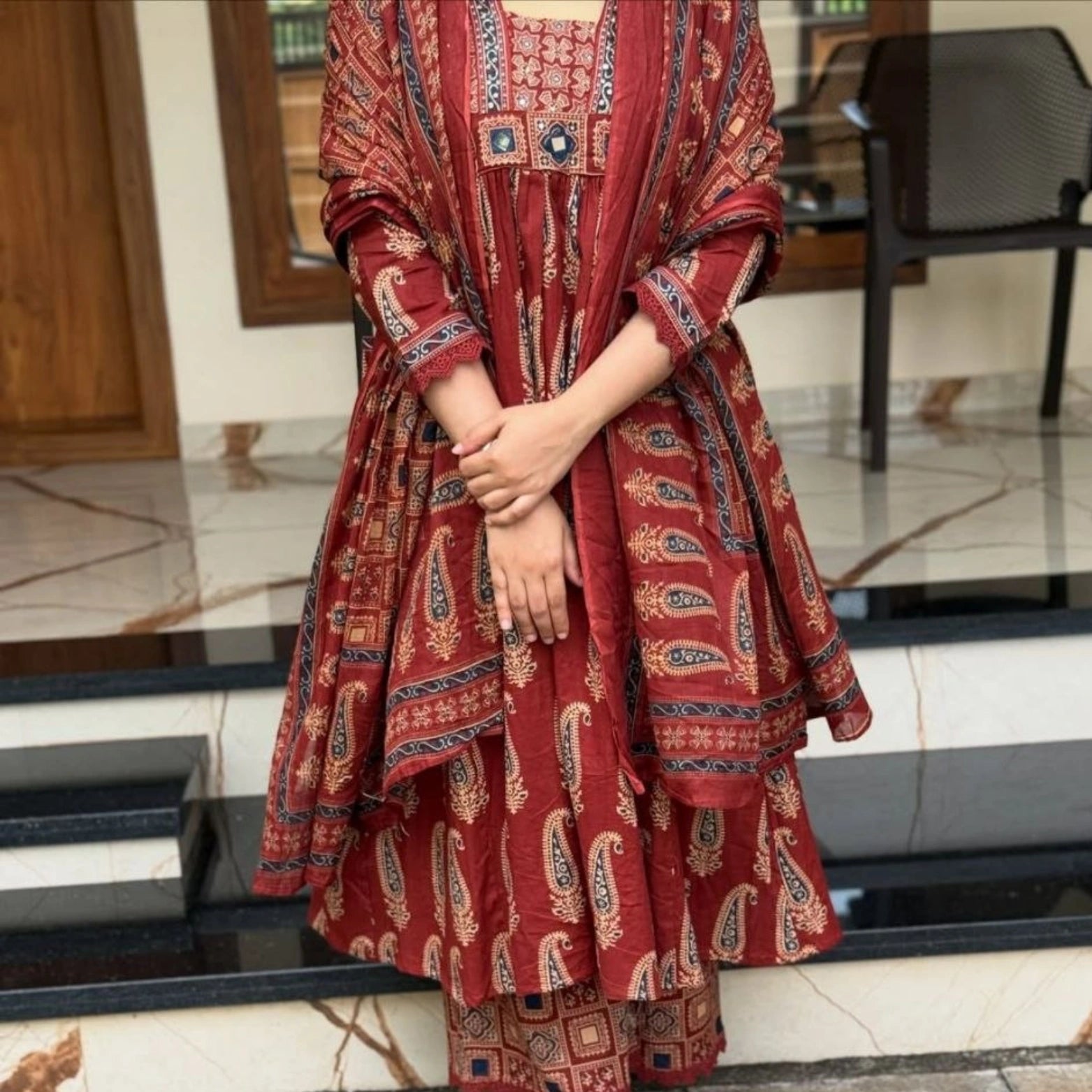 Bagru Mirror Work Cotton Kurta Set