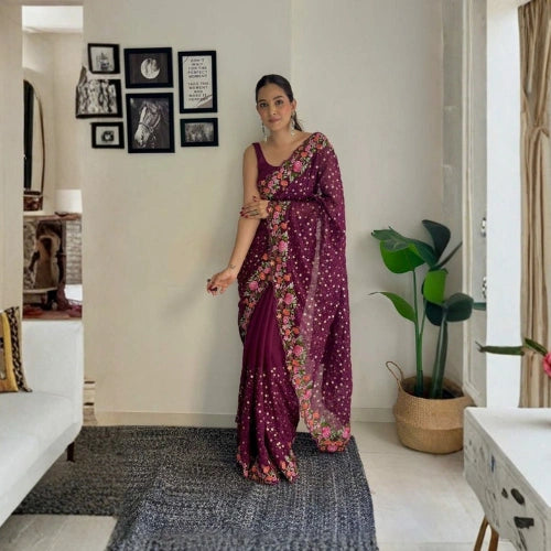 Gulnaar Bloom Georgette Saree