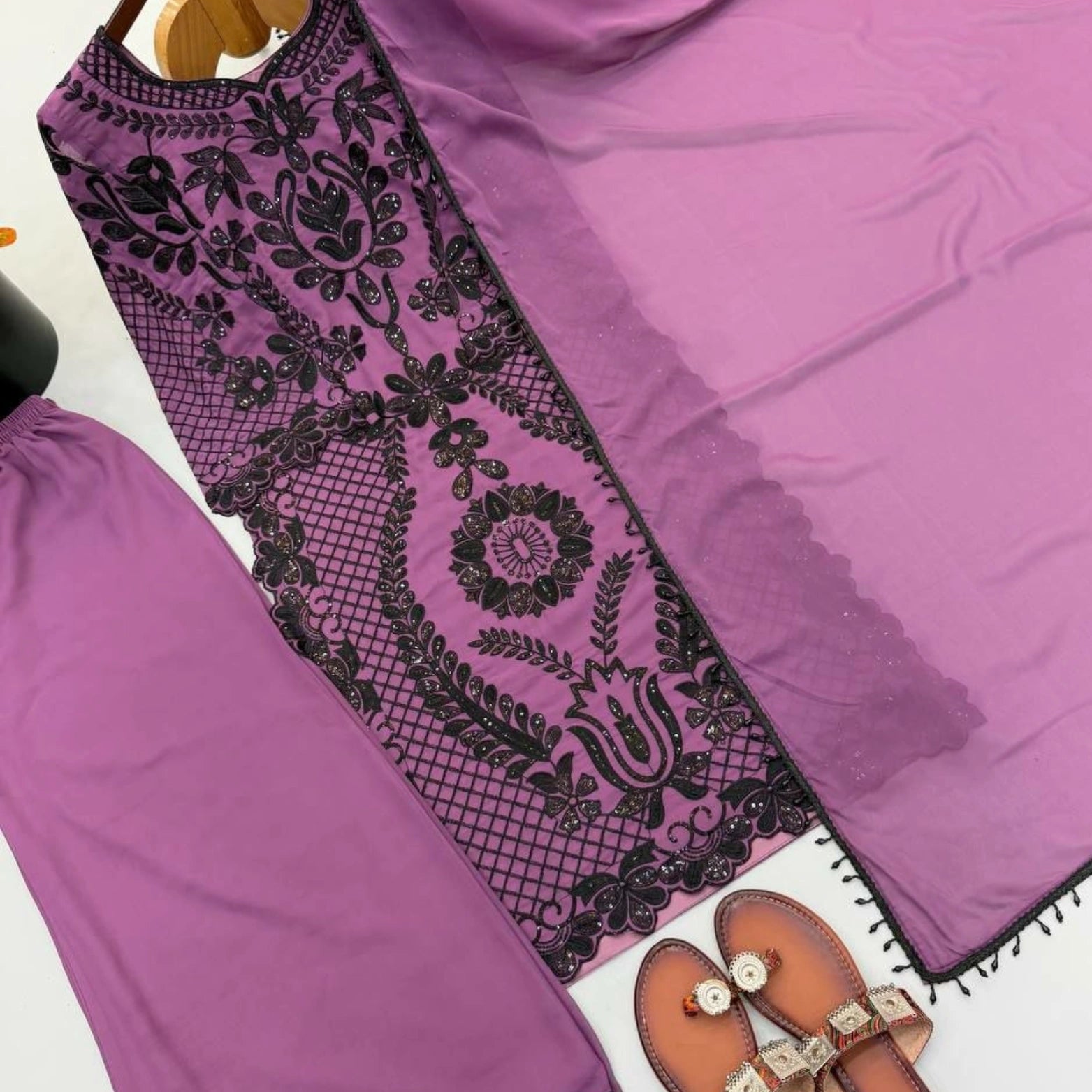 Lavender Noir Embroidered Suit