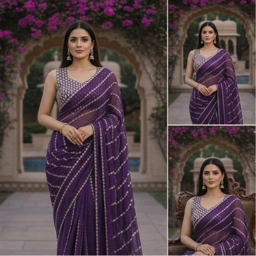 Amethyst Mirror Luxe Saree
