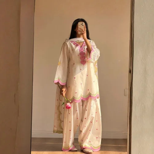 Pure Mul Chanderi Designer Embroidered Suit Set