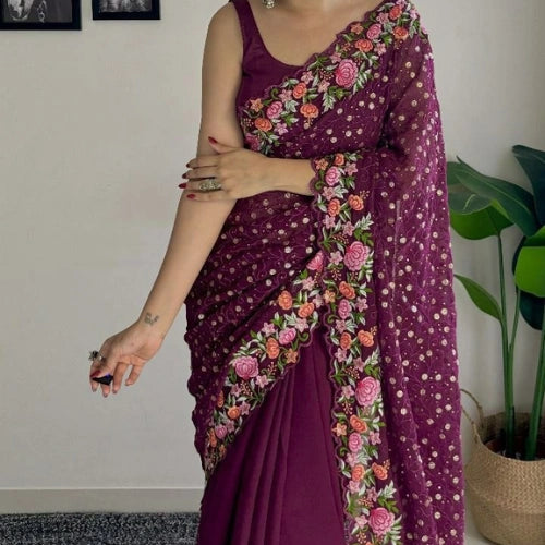 Gulnaar Bloom Georgette Saree