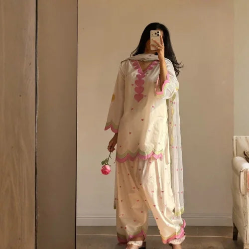 Pure Mul Chanderi Designer Embroidered Suit Set