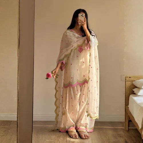 Pure Mul Chanderi Designer Embroidered Suit Set