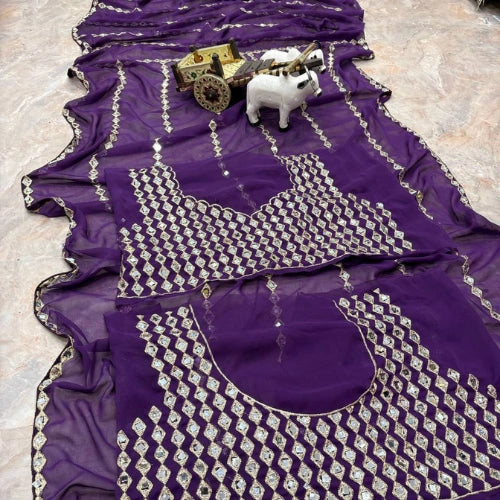 Amethyst Mirror Luxe Saree