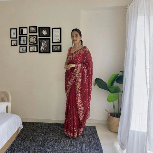 Gulnaar Bloom Georgette Saree