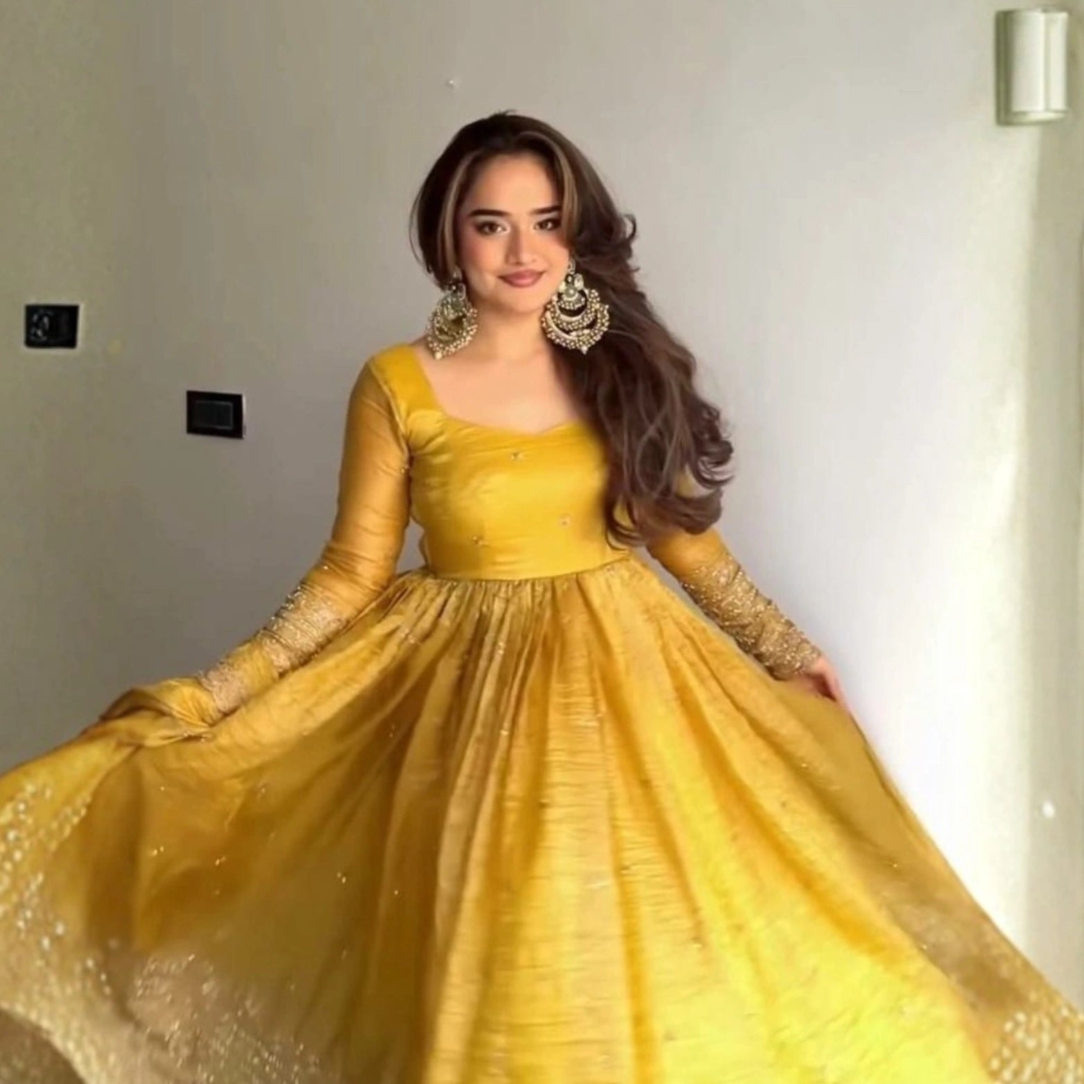 Aurelia Gold Crush Embroidered Anarkali Set