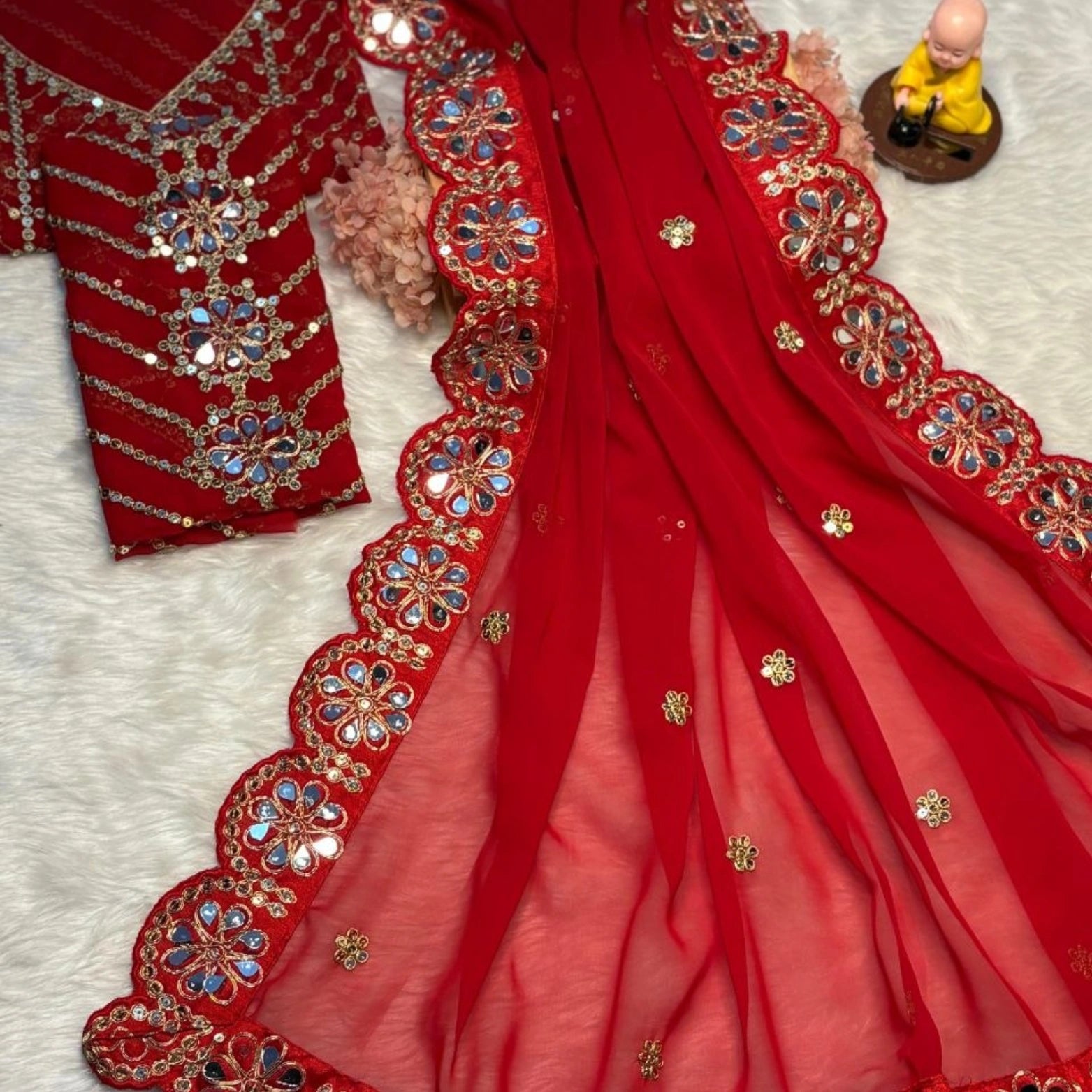 Meenakshi Georgette Sequins & Mirror Border Saree