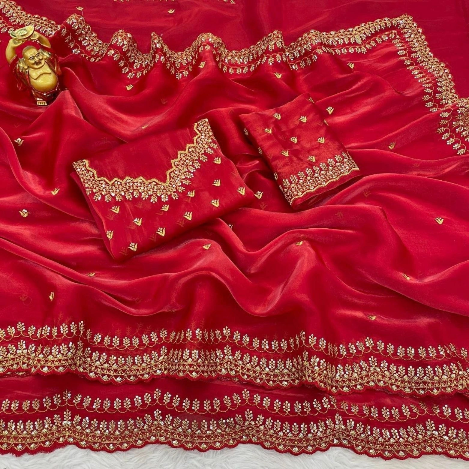 Sunheri Sequins Embroidered Designer Saree