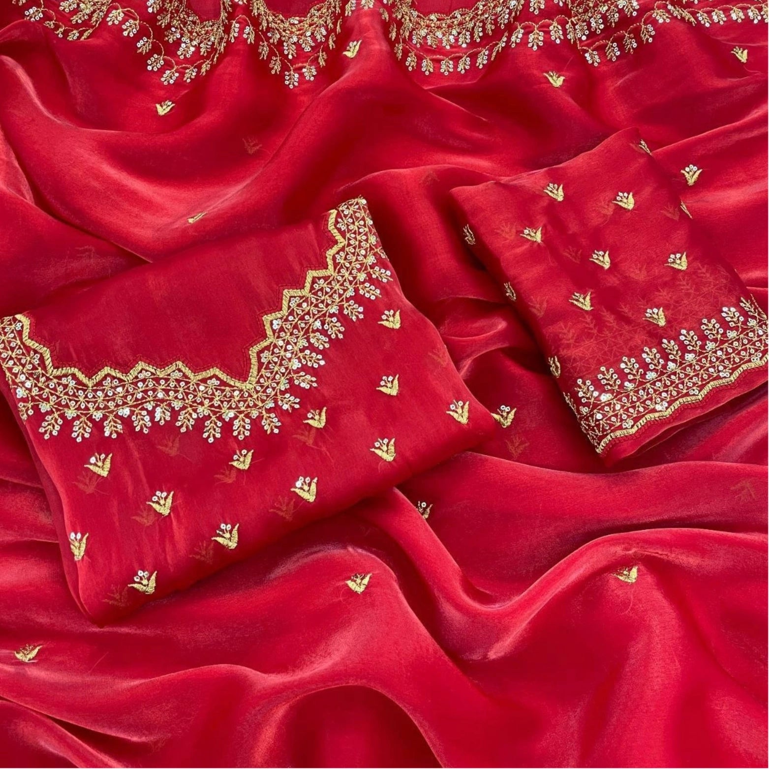 Sunheri Sequins Embroidered Designer Saree