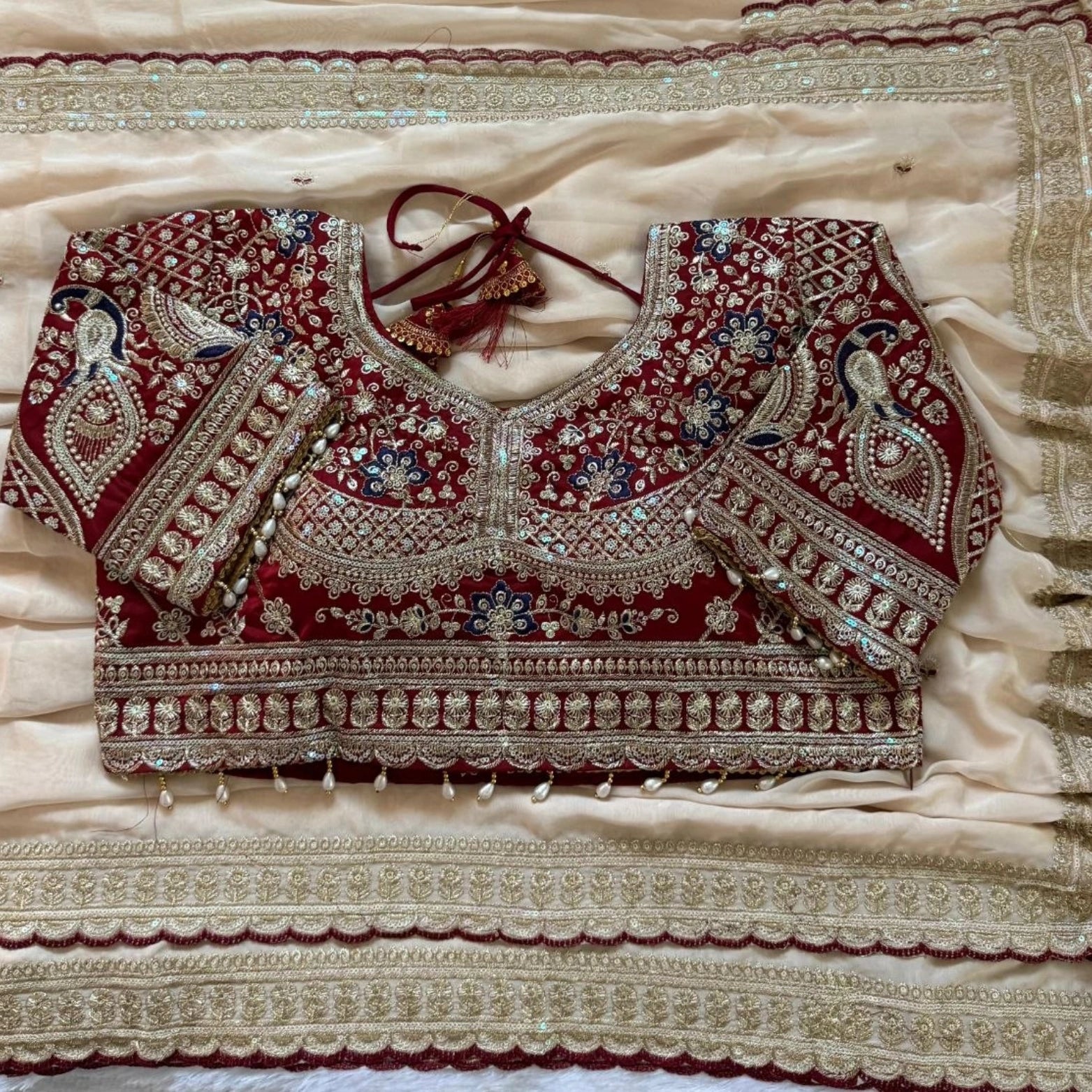 Panghat Rangoli Silk Embroidered Saree with Stitched Blouse