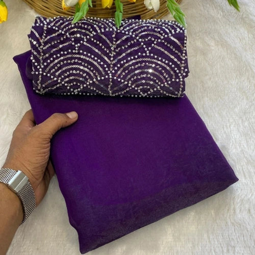 Pearl Cascade Fendi Satin Saree