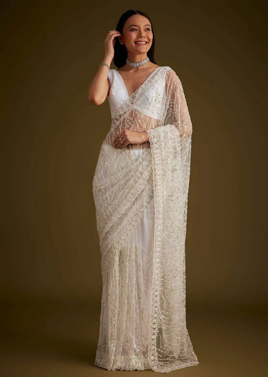 Premium Butterfly Net Baded saree