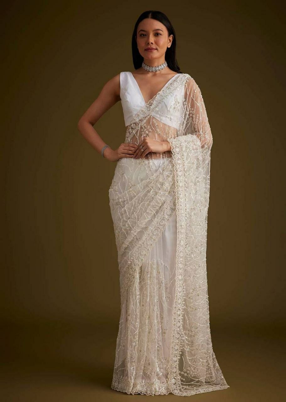 Premium Butterfly Net Baded saree