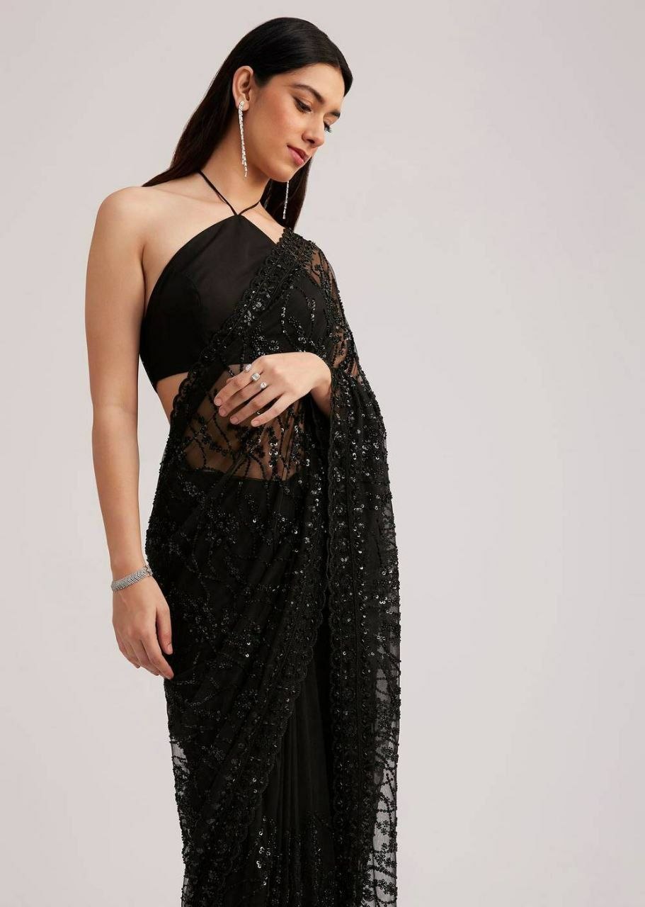 Premium Butterfly Net Baded saree