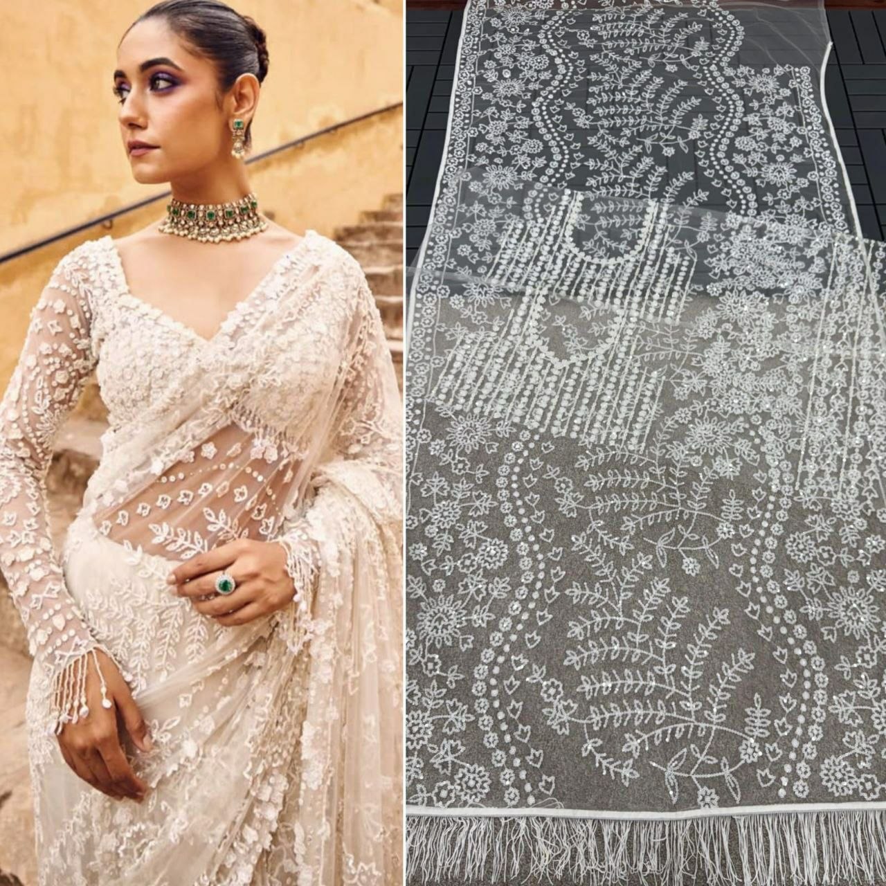 Butterfly Net Saree with sparkly sequins