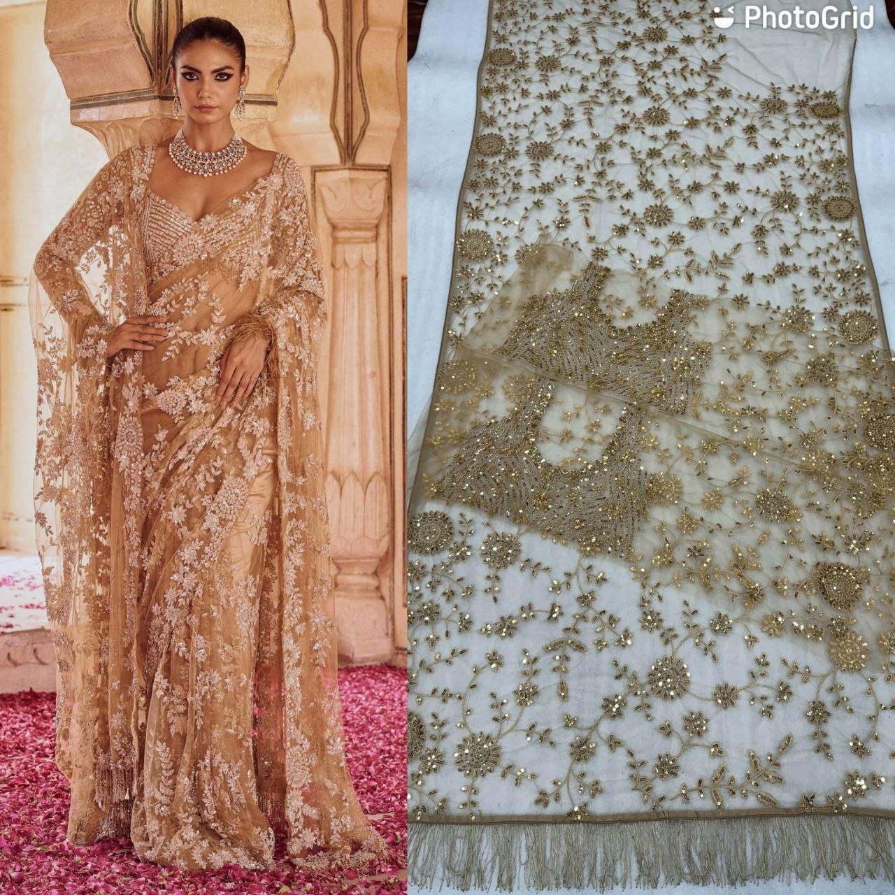 Butterfly Net Saree with sparkly sequins