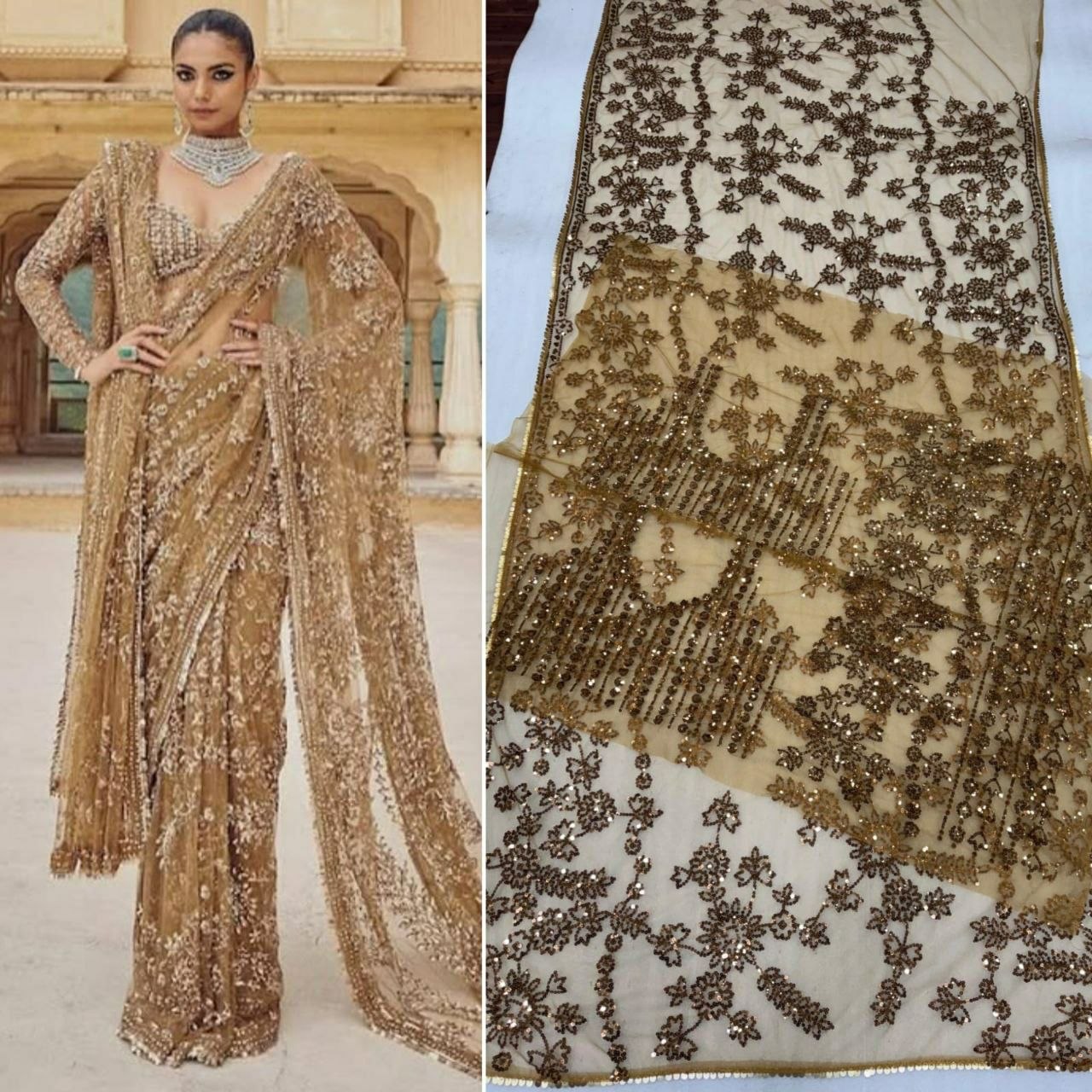 Butterfly Net Saree with sparkly sequins
