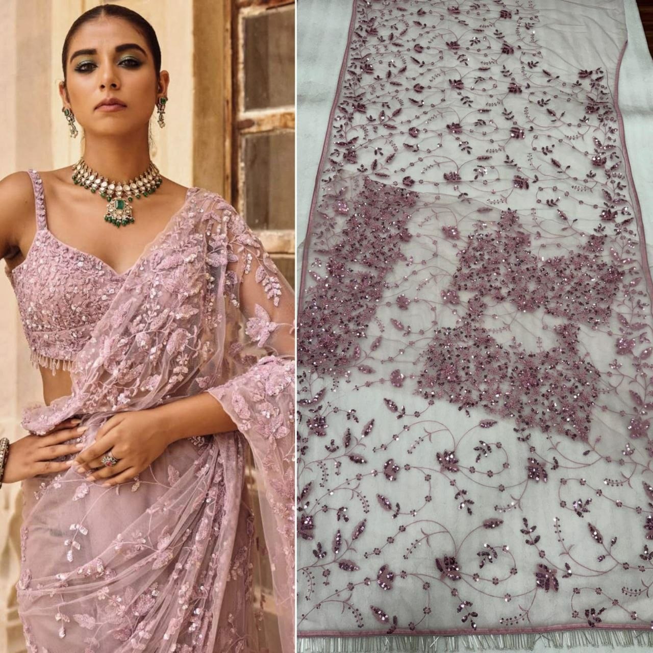 Butterfly Net Saree with sparkly sequins