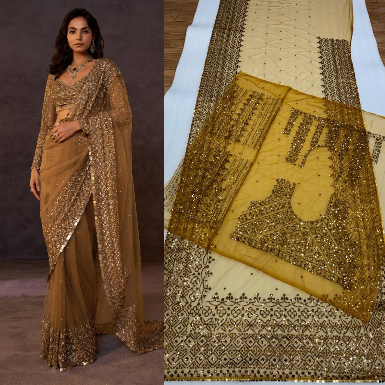 Butterfly Net Saree with sparkly sequins