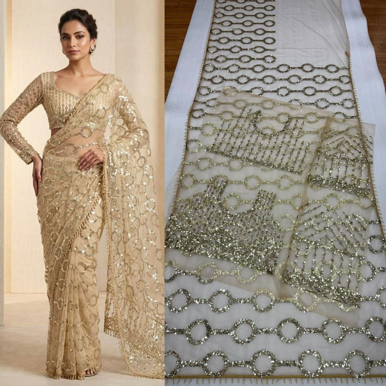 Butterfly Net Saree with sparkly sequins