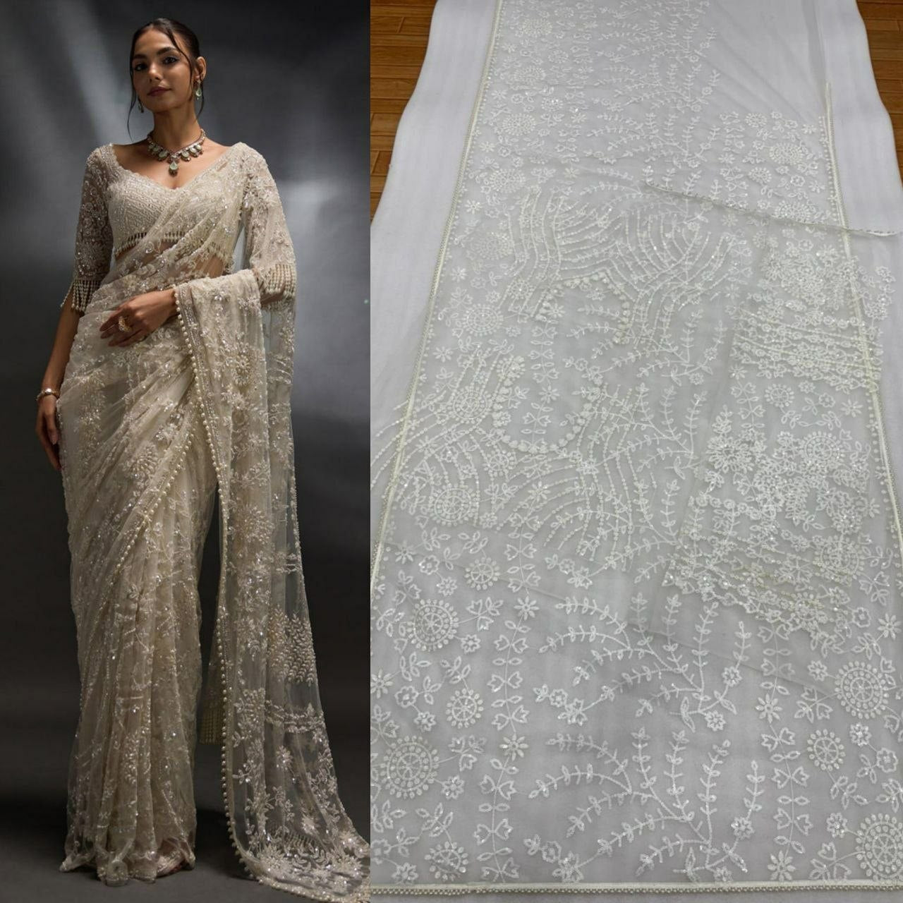 Butterfly Net Saree with sparkly sequins