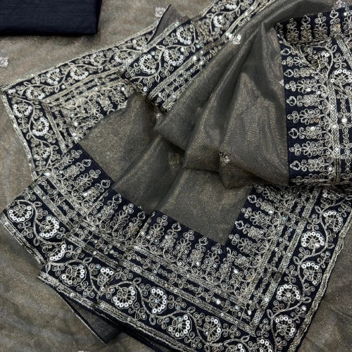 Midnight Zari Elegance Saree