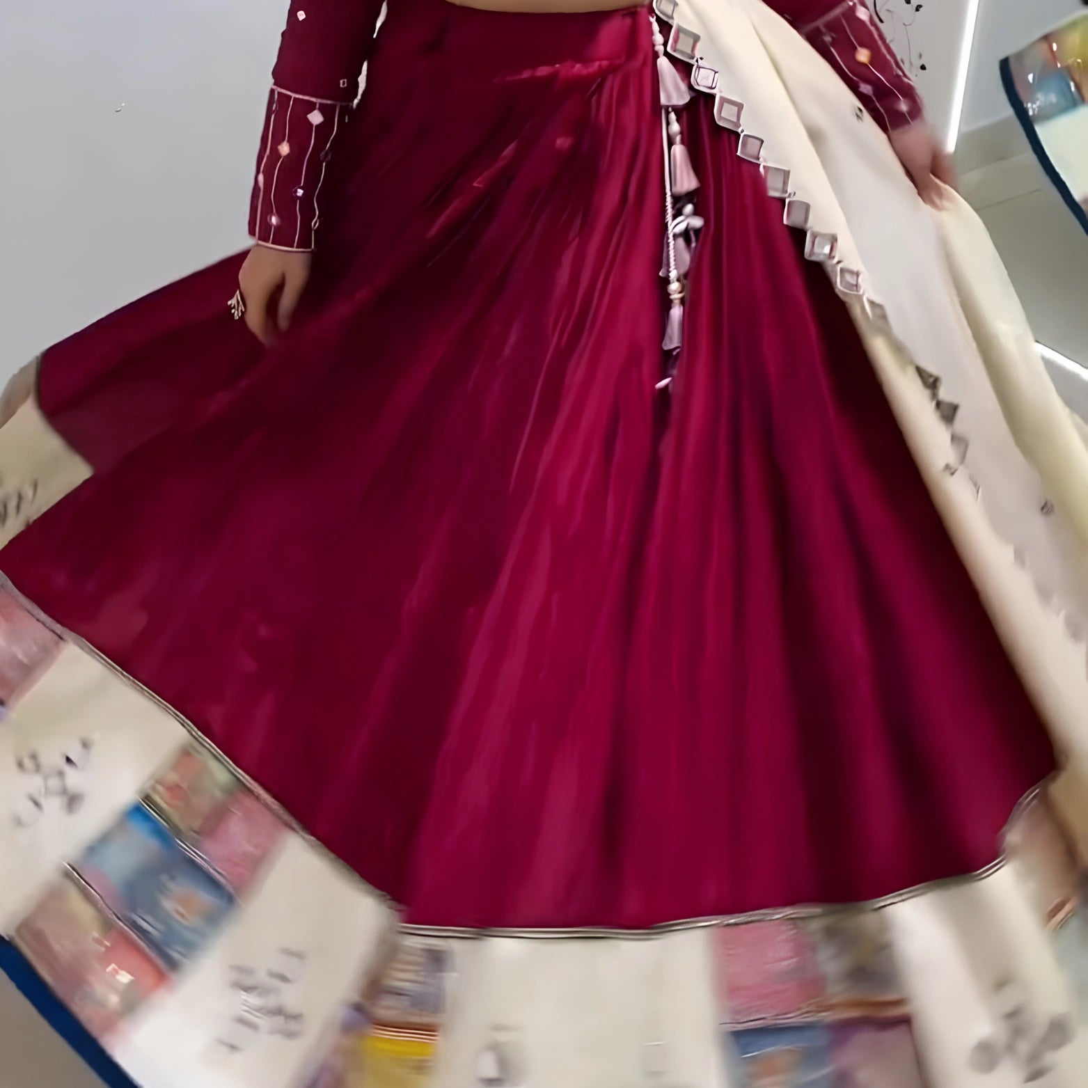 Gulnaar Mirrorwork Rayon Lehenga Set