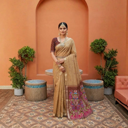 Meenakari Heritage Muga Cotton Saree