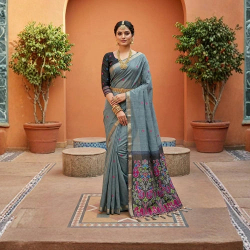 Meenakari Heritage Muga Cotton Saree