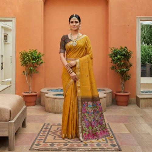 Meenakari Heritage Muga Cotton Saree