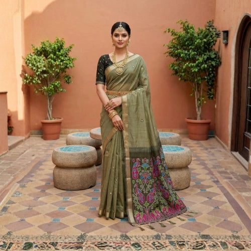 Meenakari Heritage Muga Cotton Saree