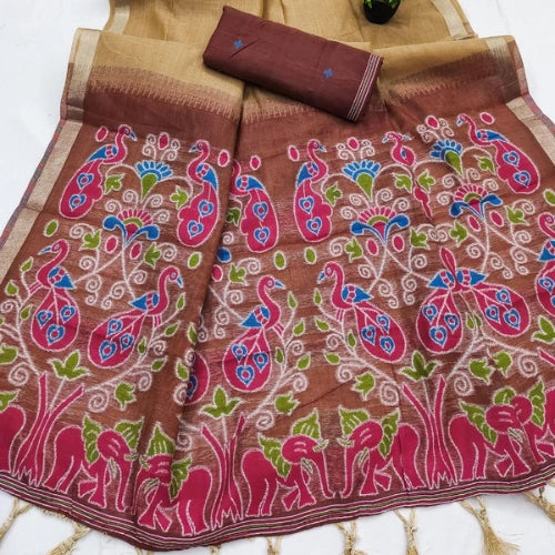 Meenakari Heritage Muga Cotton Saree