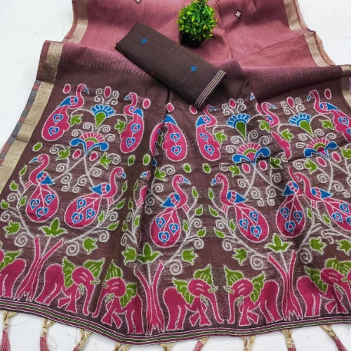 Meenakari Heritage Muga Cotton Saree