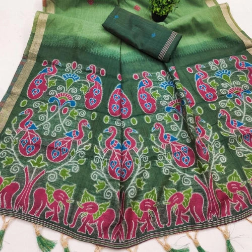 Meenakari Heritage Muga Cotton Saree