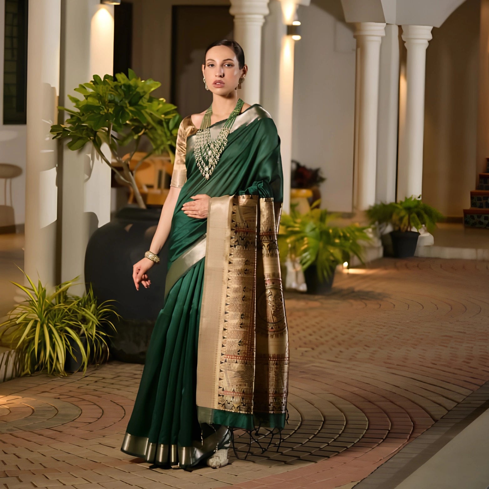 Khadi Raw Silk Saree with Hand-Painted Madhubani Pallu