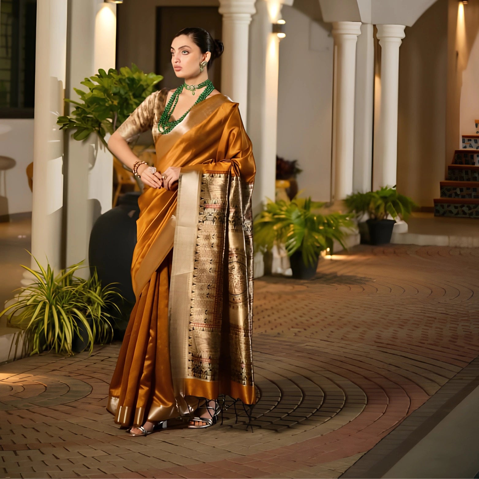 Khadi Raw Silk Saree with Hand-Painted Madhubani Pallu