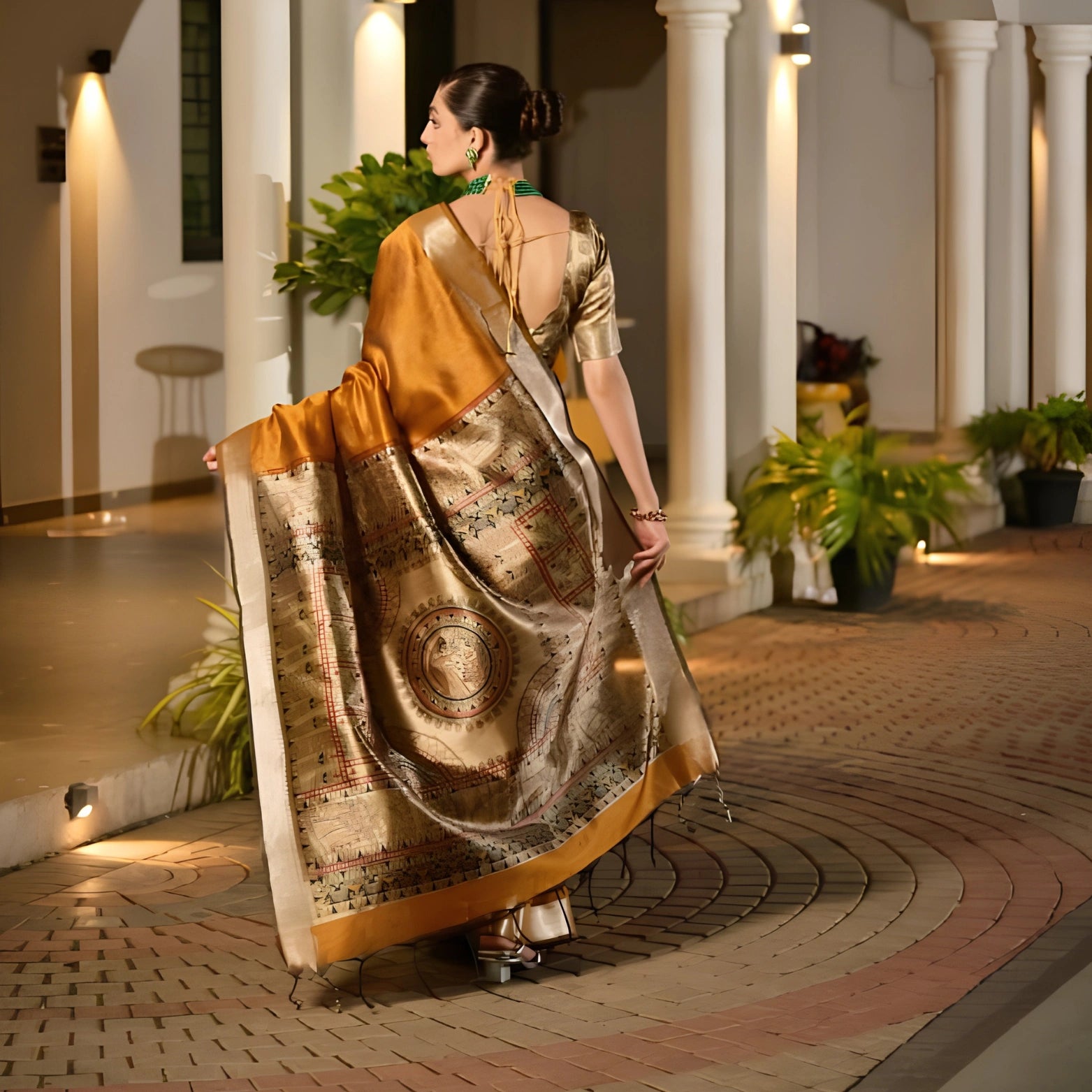 Khadi Raw Silk Saree with Hand-Painted Madhubani Pallu