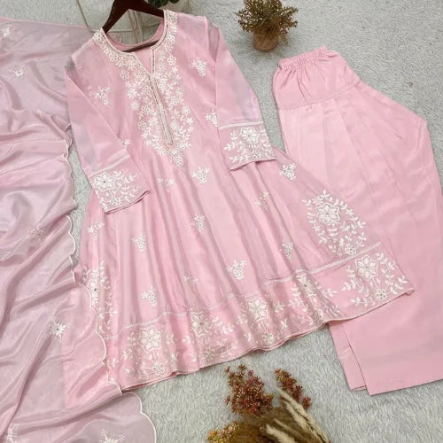 Premium H.O Silk Embroidered 3-Piece Suit Set