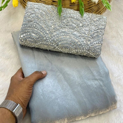 Pearl Cascade Fendi Satin Saree