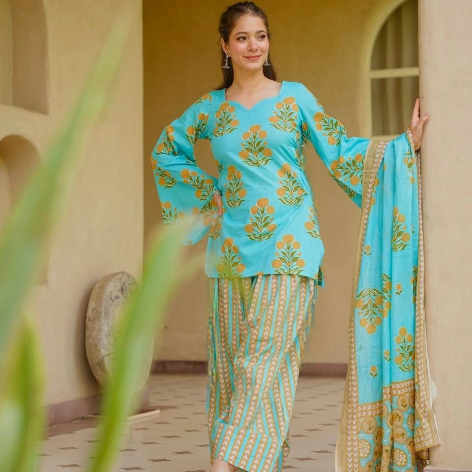 Ziya Cambric Cotton Printed Farshi Set