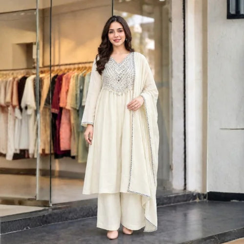 Rangoli Crush Silk Foil Mirror Work Suit Set