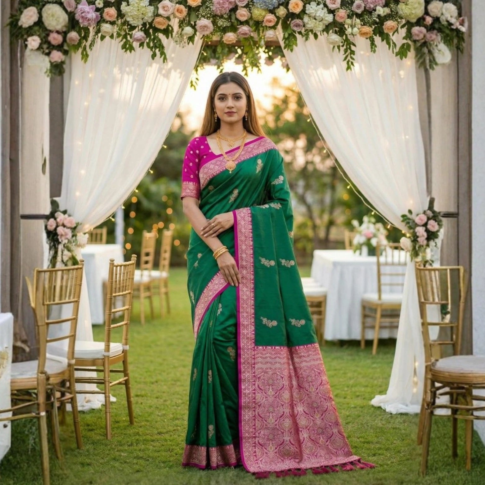 Dolly Soft Banarasi Silk Saree with Rich Contrast Pallu